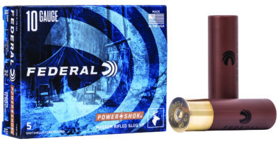 Federal F103FRS Power-Shok Shotshell 10Gauge 3.50″ 1 3/4oz RifledSlug Shot 5 Per Box/50 Case