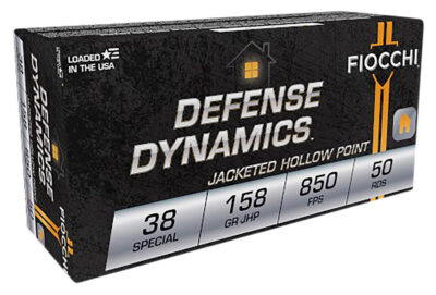 Fiocchi 38B Defense Dynamics  38Special 158gr Jacketed Hollow Point 50 Per Box/20 Case