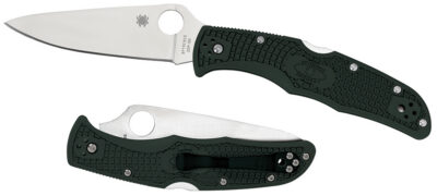Spyderco C10FPGR Endura 4 Lightweight 3.75″ Folding Clip Point Plain VG-10 SS Blade Green Bi-Directional Texturing FRN Handle Includes Pocket Clip