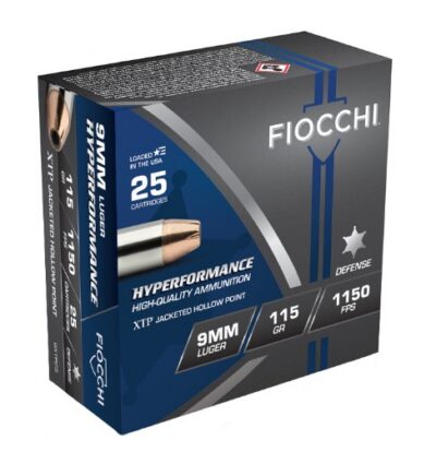 Fiocchi 9XTP25 Hyperformance 9mm Luger 115 gr Hornady XTP Hollow Point 25 Per Box 20 Cs