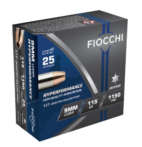 Fiocchi 9XTP25 Hyperformance 9mm Luger 115 gr Hornady XTP Hollow Point 25 Per Box 20 Cs