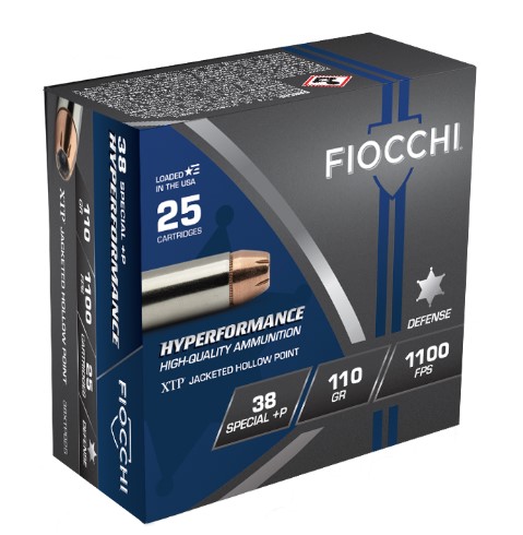 Fiocchi 38XTPB25 Hyperformance 38Special+P 110gr Hornady XTP Hollow Point 25 Per Box/20 Case
