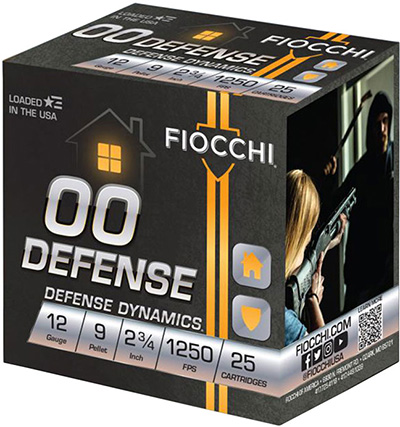 Fiocchi 12EX00BK Defense Dynamics 12 Gauge 2.75" 00 Buck Shot 25 Per Box/ 10 Cs