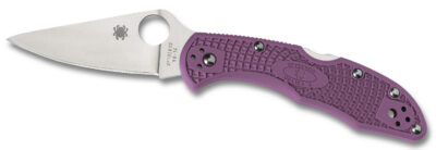 Spyderco CLLFPPR Delica 4 Lightweight 2.88″ Folding Drop Point Plain VG-10 SS Blade Purple Bi-Directional Texturing FRN Handle Includes Pocket Clip