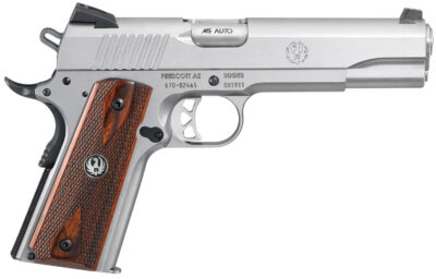 Ruger 6700 SR1911  Full Size 45 ACP 7+1/8+1 5″ Low-Glare Stainless Steel Barrel, Serrated Stainless Steel Slide & Frame w/Beavertail, Hardwood Grip, Right Hand