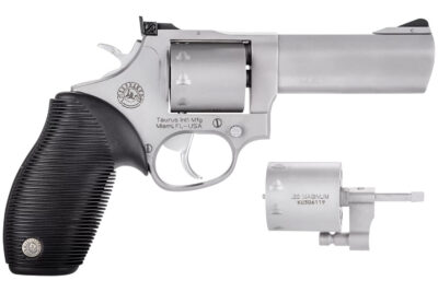 Taurus 2992049 Tracker 992 22 LR or 22 WMR 9rd 4″ Barrel, Overall Matte Finish Stainless Steel & Black Ribber Grip Includes Cylinder