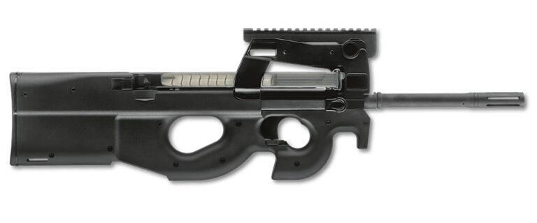 FN 3848950440 PS90  5.7x28mm 10+1 16" Black Ported Barrel, Black w/Picatinny Rail Aluminum Receiver, Matte Black Synthetic Bullpup w/Thumbhole Stock, Ambidextrous