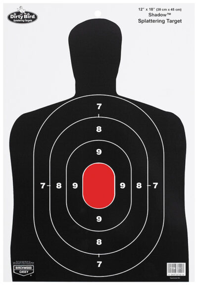 Birchwood Casey 35707 Dirty Bird BC-27 Silhouette Tagboard Hanging Pistol 12″ x 18″ Black/White 8 Per Pkg