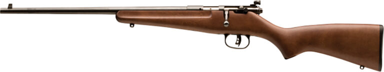 Savage Arms 13820 Rascal  Youth 22 LR 1rd 16.13" Matte Black Sporter Barrel, Matte Black Carbon Steel Receiver, Satin Brown Fixed Wood Stock, Left Hand