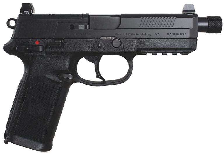 FN 66966 FNX Tactical 45 ACP 15+1 5.30" Steel Threaded Barrel Black Optic Ready/Serrated Slide Matte Black Polymer Frame w/Picatinny Rail Black Textured w/Interchangeable Backstrap Grips Right Hand