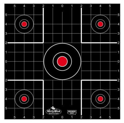 Birchwood Casey 35212 Dirty Bird  Bullseye Tagboard Hanging 12″ Black/Red 12 PK