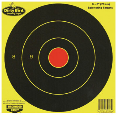 Birchwood Casey 35908 Dirty Bird  8″ Bullseye Paper Hanging Universal Black/Yellow 8 Per Pkg