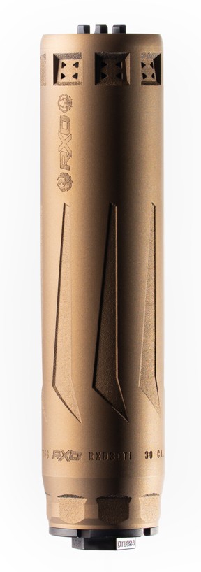 RXD30TI 30 CALIBER RIFLE SUPPRESSOR W/DTB324 MUZZLE BRAKE RXD30TI 30 CAL SILENCER W/DTB324 BRAKE 5/8-24 HUB MNT BRONZE