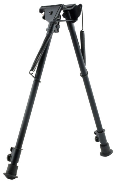Harris Bipods H1A2 Non-Swivel H Swivel Stud, 13.50-23″ Black Steel/Aluminum, Rubber Feet