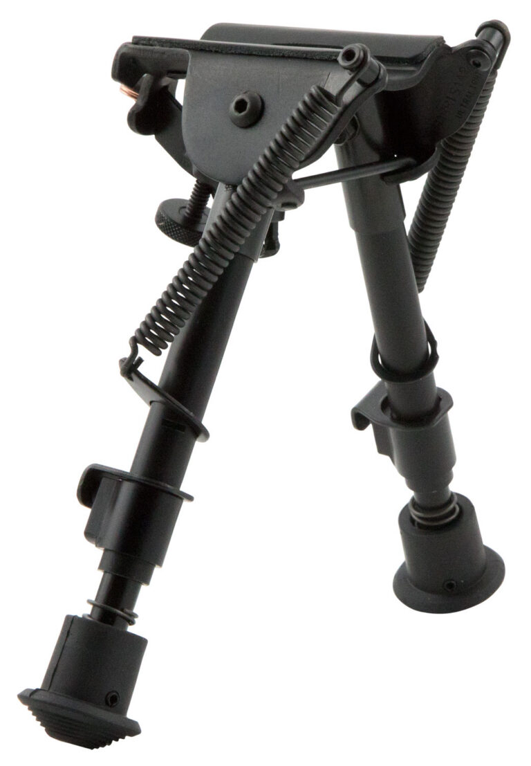Harris Bipods BRM1A2 Non-Swivel BR Swivel Stud, 6-9", Black Steel/Aluminum, Notched Legs, Rubber Feet