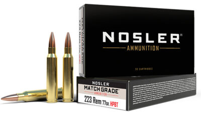 Nosler 60011 Match Grade  223Rem 77gr Custom Competition Hollow Point Boat Tail 20 Per Box/20 Case
