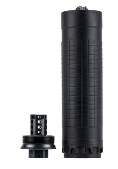 IWI SILENCER 6MM DIRECT THREAD 1/2-28 HUB-T MOUNT BLACK LENGTH 6IN WIDTH 1.74IN AND WEIGHT 15OZ IWS6