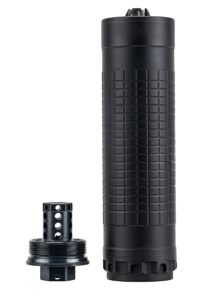 IWI SILENCER 7.62MM DIRECT THREAD 5/8-24 HUB-T MOUNT BLACK LENGTH 6IN WIDTH 1.74IN AND WEIGHT 15OZ IWS762