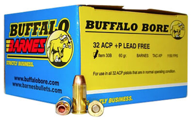 Buffalo Bore Ammunition 30B/20 Buffalo-Barnes Lead-Free 32 ACP +P 60 gr Barnes T