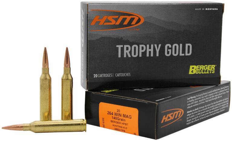 HSM BER264WM140V Trophy Gold  264 Win Mag 140 gr Match Very Low Drag 20 Bx/ 20 C