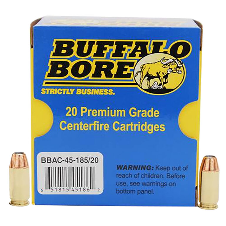 Buffalo Bore Ammunition 45-185/20 Pistol 45 ACP +P 185 gr Jacketed Hollow Point