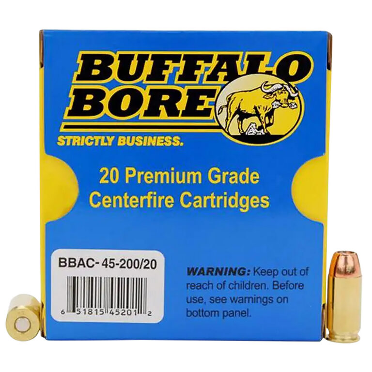 Buffalo Bore Ammunition 45-200/20 Pistol 45 ACP +P 200 gr Jacketed Hollow Point