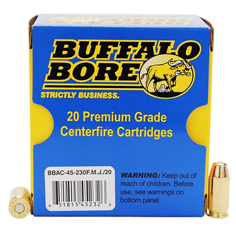 Buffalo Bore Ammunition 45-230FMJ/20 Pistol 45 ACP +P 230 gr Full Metal Jacket
