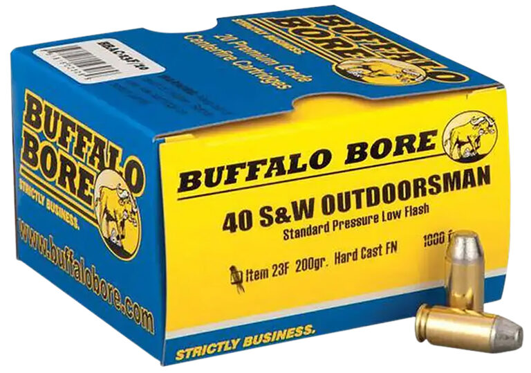 Buffalo Bore Ammunition 23F/20 Outdoorsman 40 S&W 200 gr Hard Cast Flat Nose (HCFN) 20 Per Box/ 12 Cs