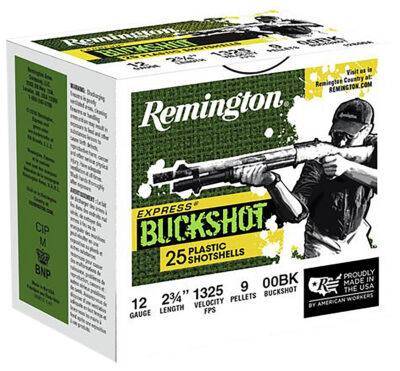 Remington Ammunition 20411 Express Buckshot 12Gauge 2.75″ 00Buck Shot 25 Per Box/10 Case