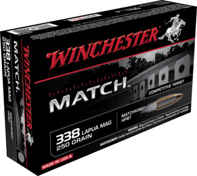 Winchester Ammo S338LM Match  338 Lapua Mag 250 gr Sierra MatchKing Boat-Tail Ho