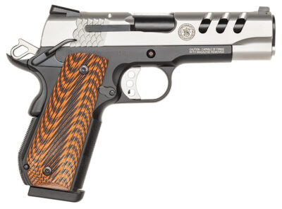 Smith & Wesson 170344 1911 Performance Center  45 ACP 4.25″ Throated Barrel 8+1, Black Scandium Frame, Ported Matte Stainless Steel Slide, G10 Custom Wood Grip, Ambidextrous Safety
