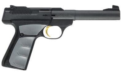 Browning 051482490 Buck Mark Camper *CA Compliant 22 LR 10+1 5.50″ Tapered Bull Barrel, Matte Black Serrated Steel Slide & Aluminum Frame, Gray Ultragrip FX Grip