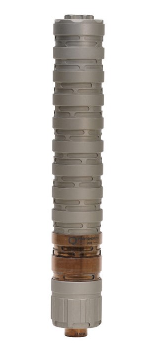 Q ERECTOR 9 MM MODULAR ALUMINUM WITH STAINLESS STEELBLAST BAFFLE 1/2-28 PISTON 1.375IN OD X 8.7IN LENGTH CLEAR ANODIZED SIL-E-9