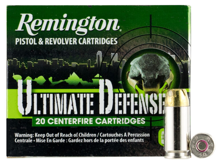 Remington Ammunition 28939 Ultimate Defense Full Size Handgun 40S&W 180gr Brass Jacketed Hollow Point 20 Per Box/25 Case