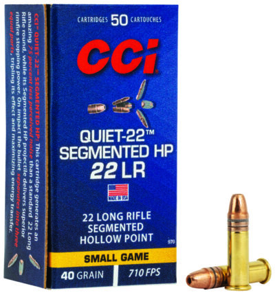 QUIET-22 22 LONG RIFLE RIMFIRE AMMO QUIET-22 22 LONG RIFLE 40GR SEGMENTED HP 50/BOX