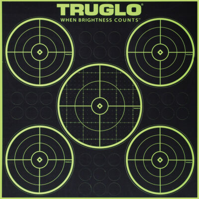TruGlo TG11A6 Tru-See 5-Bull Target Self-Adhesive Heavy Paper Black/Green 12″x12″ 6 Pack