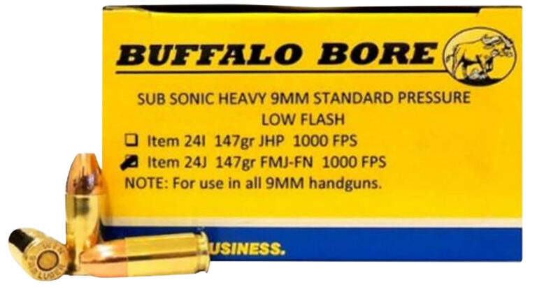 Buffalo Bore Ammunition 24J/20 Subsonic 9mm Luger Subsonic 147 gr Full Metal Ja