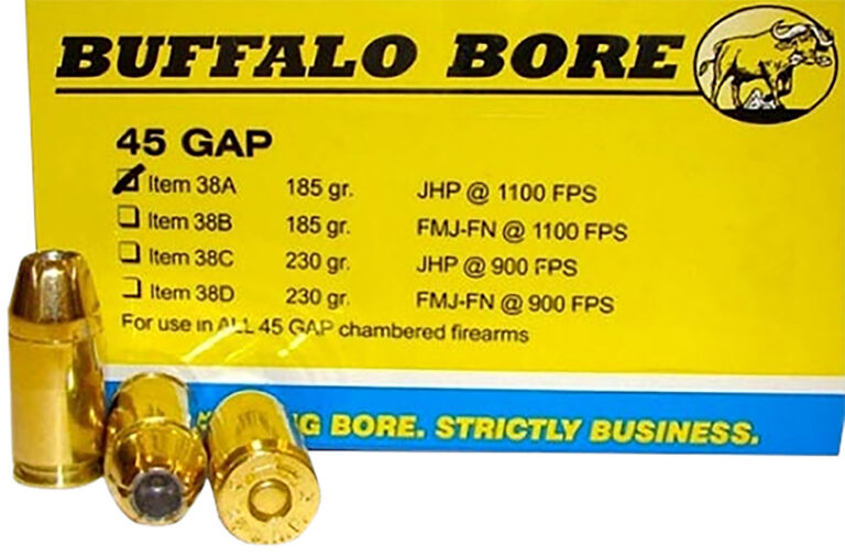 Buffalo Bore Ammunition 38A/20 Pistol 45 GAP 185 gr Jacketed Hollow Point (JHP)