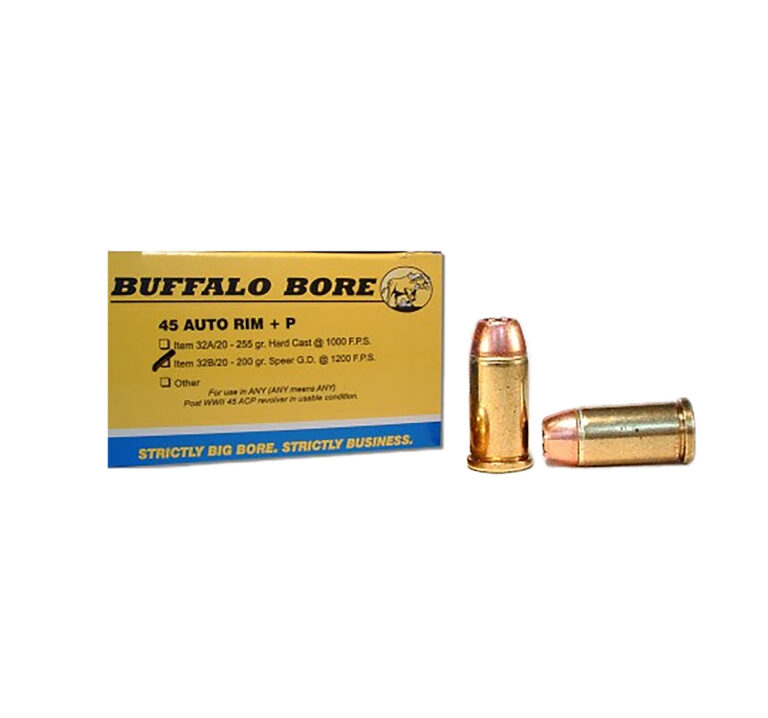 Buffalo Bore Ammunition 32B/20 Pistol 45 Auto Rim +P 200 gr Jacketed Hollow Poi