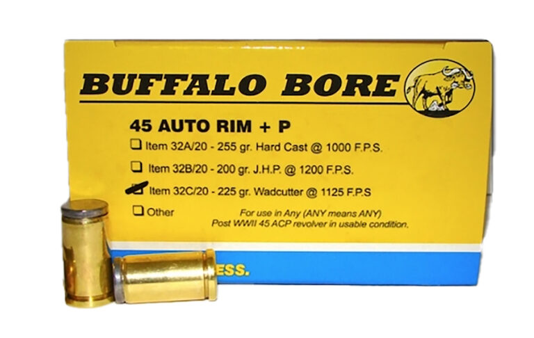 Buffalo Bore Ammunition 32C/20 Pistol 45 Auto Rim +P 225 gr Wadcutter (WC) 20 B