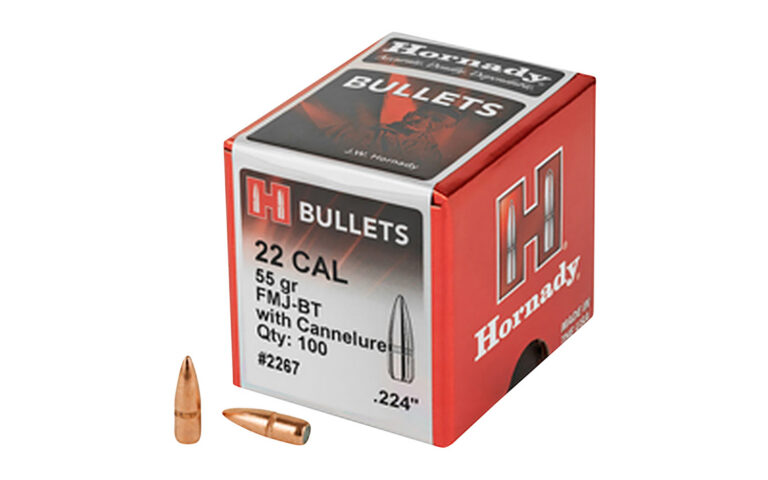 22 CALIBER (0.224'') 55GR FMJBT WITH CANNELURE BULLETS FULL METAL JACKET-BT (0.224'') 55GR WITH CANNELURE 100/BOX
