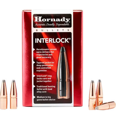 INTERLOCK® 30 CAL (0.308′) BOAT TAIL SPIRE POINT RIFLE BULLETS INTERLOCK® 30 CALIBER (0.308”) 165GR BTSP 100/BOX