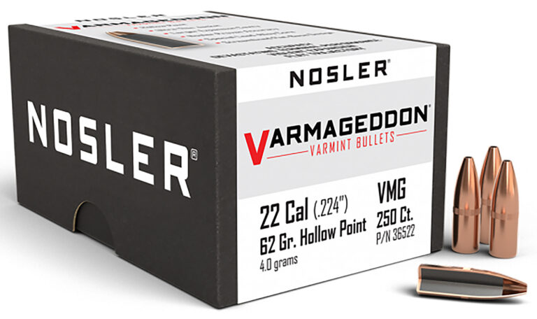 Nosler 36522 Varmageddon 22Cal 62gr Flat Base Hollow Point 250/Box