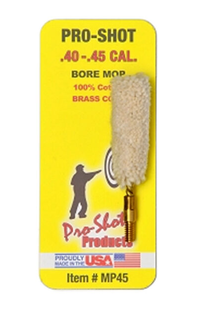 Pro-Shot MP45 Bore Mop  .40 – .45 Cal Pistol #8-32″ Thread 100% Cotton