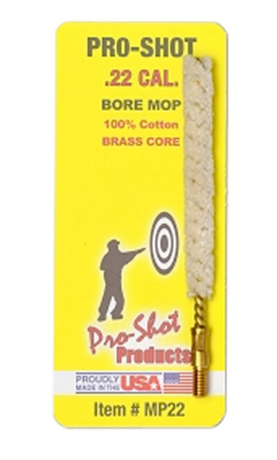 Pro-Shot MP22 Bore Mop  .22 Cal Handgun/Rifle #8-32 Thread   Cotton 1.75″ Long