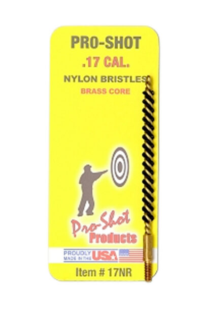 Pro-Shot 17NR Bore Brush  .17/ .177 Cal Rifle #5-40″ Thread Nylon Bristles Brass Core