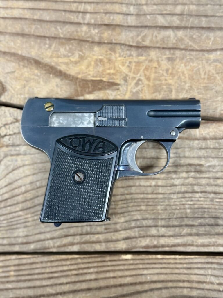 OWA (Austrian Works Arsenal) Model, 1922 Production, 6.35mm / .25 ACP, Pocket Pistol, 2.1″ Barrel, Blowback‑Operated, 1 Magazine  Early Austrian Concealed‑ Carry Classic