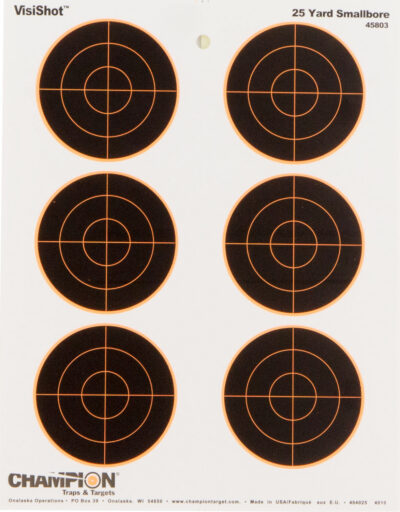 Champion Targets 45803 VisiShot  Bullseye Paper Hanging 25 yds Small Bore Rifle 8.50″ x 11″ Black/White 10 Pack