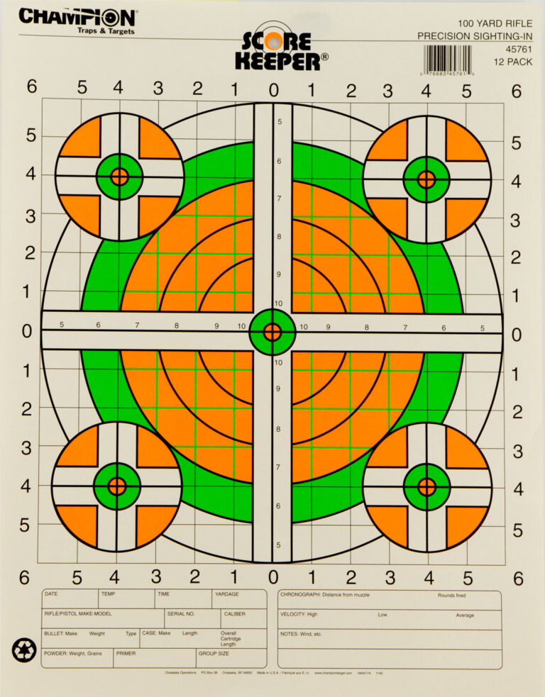 Champion Targets 45761 Score Keeper Bullseye Paper Hanging 100 yds Rifle 14" x 18" Green/Orange 12 PK