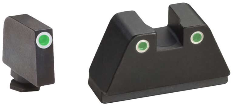 AmeriGlo GL329 Optic Compatible Sight Set for Glock XL Tall Green Tritium White Outline Front Sight-Green Tritium White Outline Rear Sight